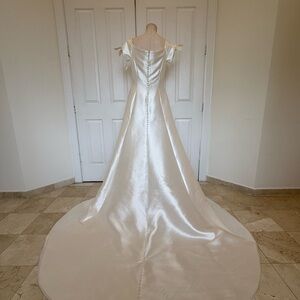 Champagne Ivory Satin Wedding Dress